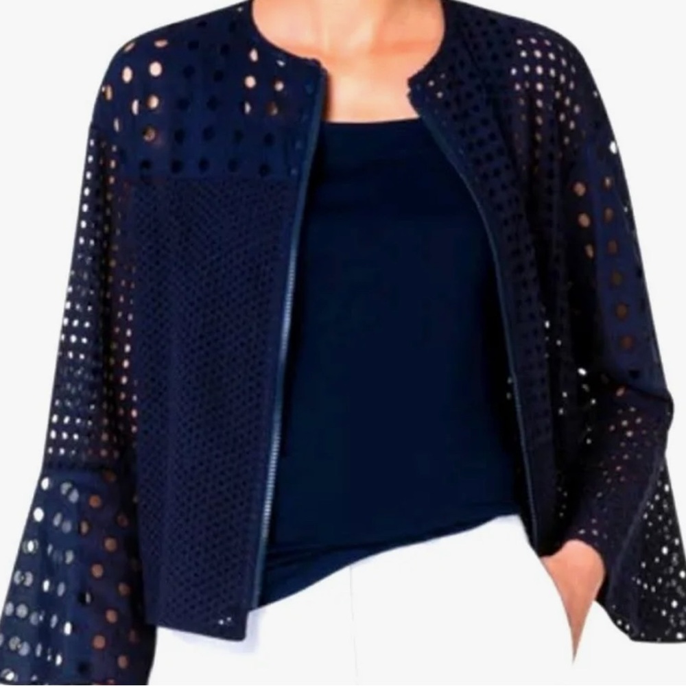 Akris Punto Navy Eyelet Jacket